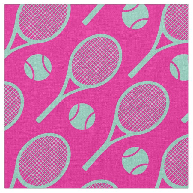 💗 🤩 🎾 tennisracketar på rosa - ny tyg (Närbild)