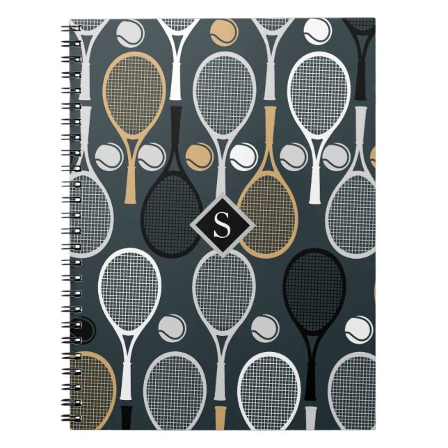 Tennisracketar Personliga Initialer Sport Namn Anteckningsbok (Framsidan)