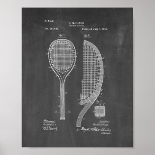 Tennisracketpatent - svart tavla poster
