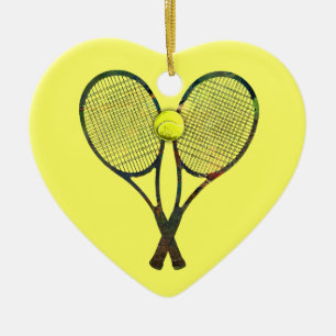 TENNISRACQUETS- & BOLLprydnad Julgransprydnad Keramik