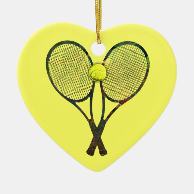TENNISRACQUETS- & BOLLprydnad Julgransprydnad Keramik (Framsidan)