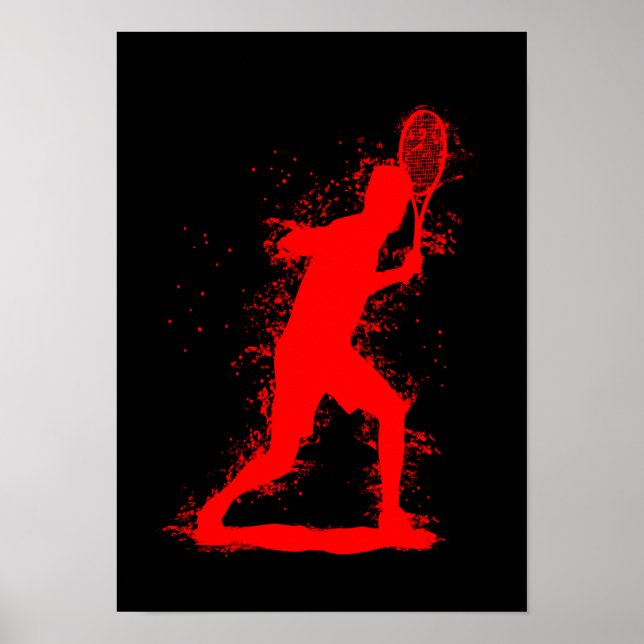 Tennisspelare - Abstrakt akvarellkonst Poster (Framsidan)