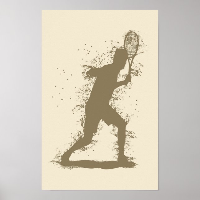 Tennisspelare - Abstrakt Akvarellkonst Poster (Framsidan)