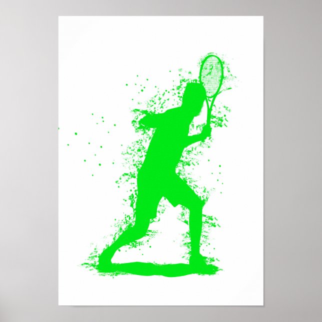 Tennisspelare - Abstrakt Akvarellkonst Poster (Framsidan)