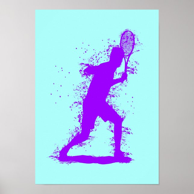 Tennisspelare - Abstrakt akvarellkonst Poster (Framsidan)