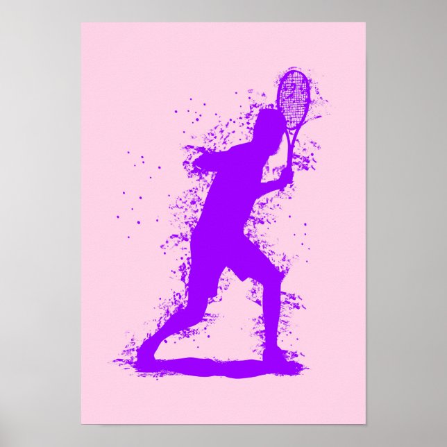 Tennisspelare - Abstrakt Akvarellkonst Poster (Framsidan)