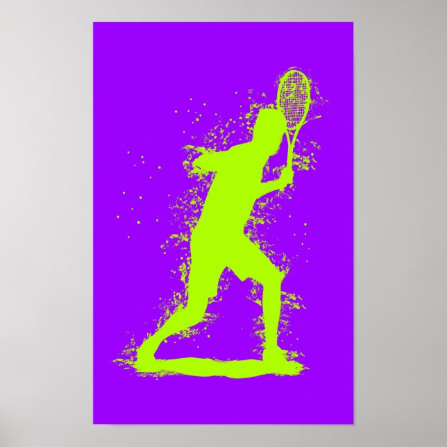 Tennisspelare - Abstrakt Akvarellkonst Poster (Framsidan)