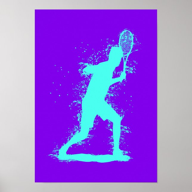 Tennisspelare - Abstrakt Akvarellkonst Poster (Framsidan)