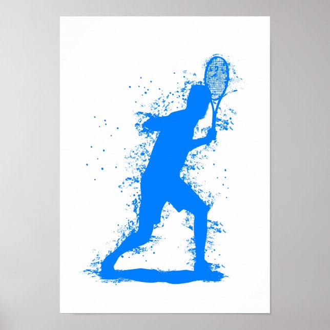 Tennisspelare - Abstrakt Akvarellkonst Poster (Framsidan)
