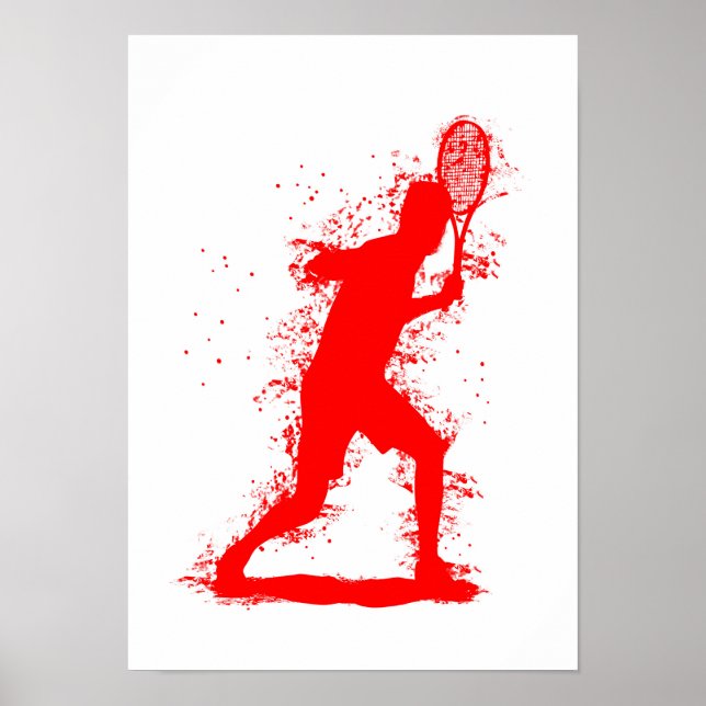 Tennisspelare - Abstrakt Akvarellkonst Poster (Framsidan)