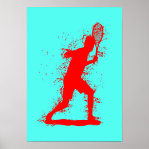 Tennisspelare - Abstrakt akvarellkonst Poster