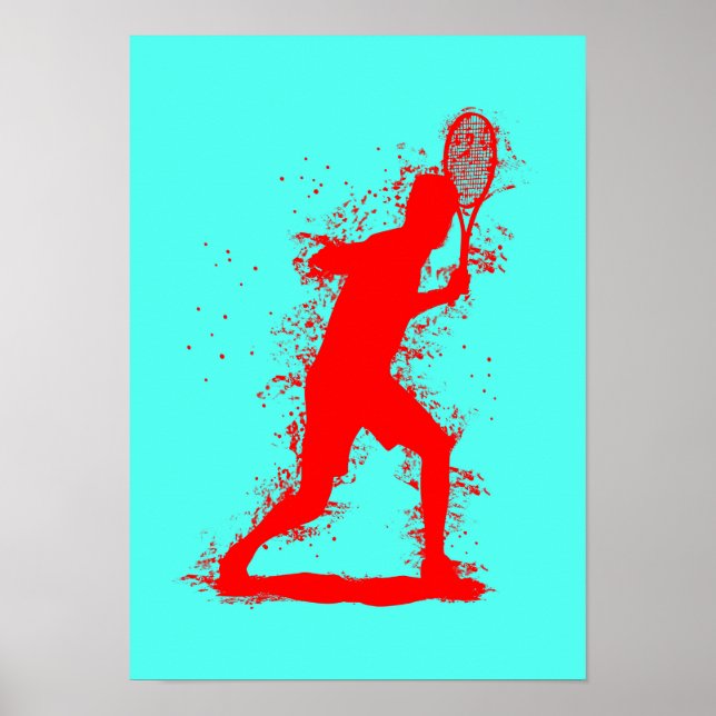 Tennisspelare - Abstrakt akvarellkonst Poster (Framsidan)