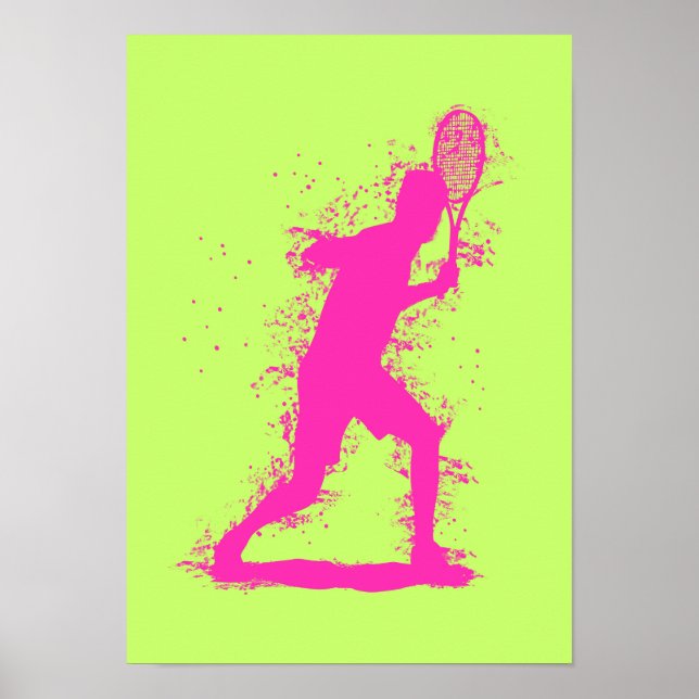 Tennisspelare - Abstrakt Akvarellkonst Poster (Framsidan)