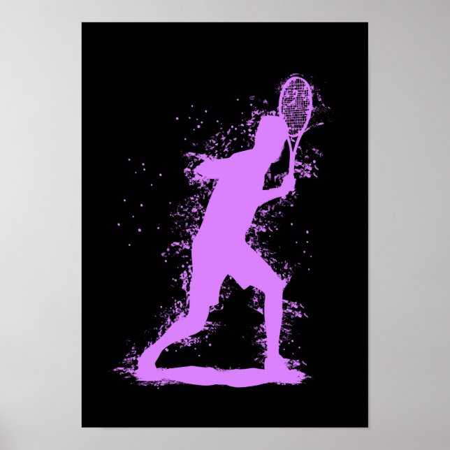 Tennisspelare - Abstrakt Akvarellkonst Poster (Framsidan)