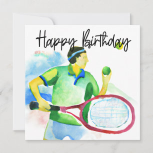 Tennisspelare akvarell kort