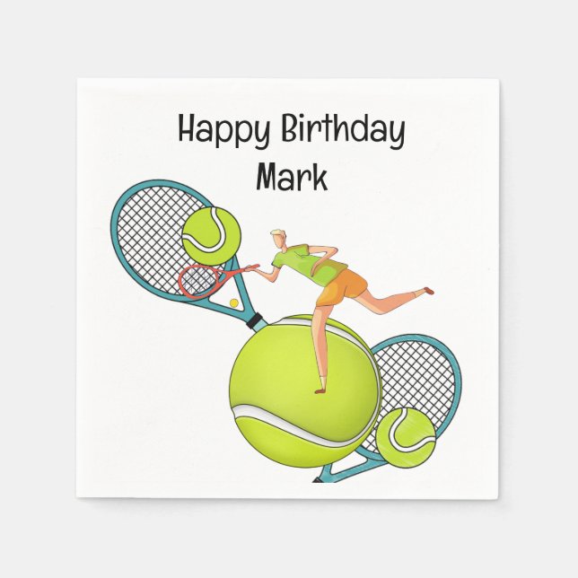 Tennisspelare för födelsedagsfest pappersservett (Framsidan)