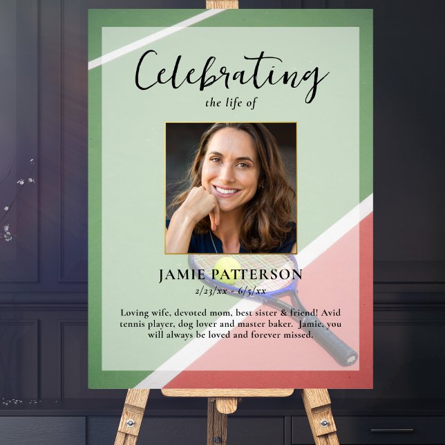 Tennisspelare, Livets firande Foto Begravning Poster (Skapare uppladdad)