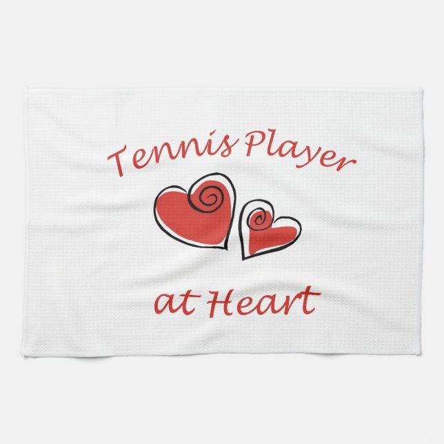 Tennisspelare på hjärta kökshandduk (Horisontell)