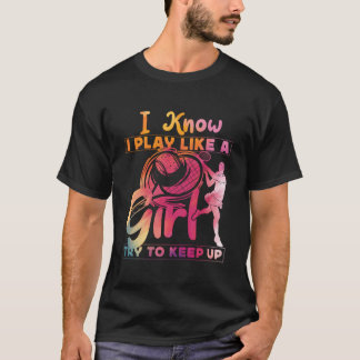 Tennisspelare Racket Vattenfärg Jag vet att jag sp T Shirt