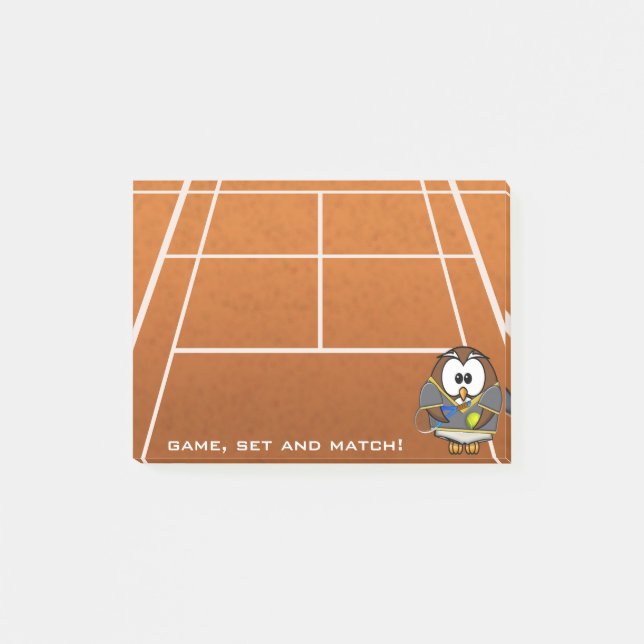 tennisspelare uggla - pojke post-it block (Framsida)