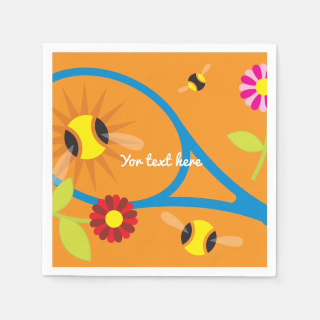 Tennistema BBQ eller barns födelsedag party napkin Pappersservett (Framsidan)