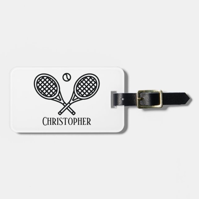 Tennistema Monogrammed Namn Bagagebricka (Horisontell Framsida)