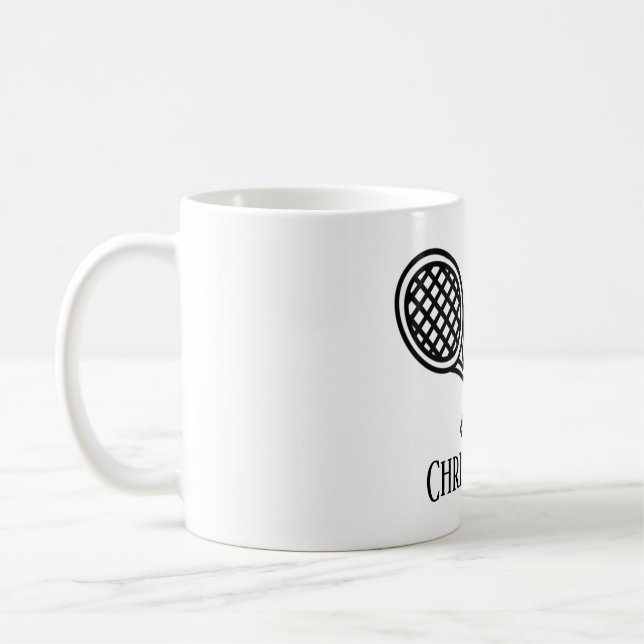 Tennistema Monogrammed Namn Kaffemugg (Vänster)