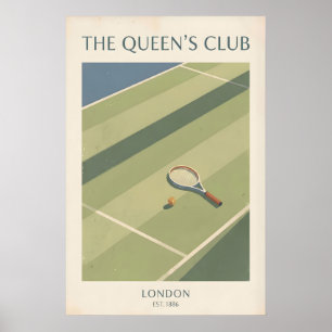 Tennisväggskunst Vintage Courtside-scen - London Poster