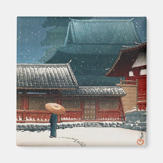Tennô-ji Temple in Osaka hasui kawase shin hanga Magnet (Framsidan)