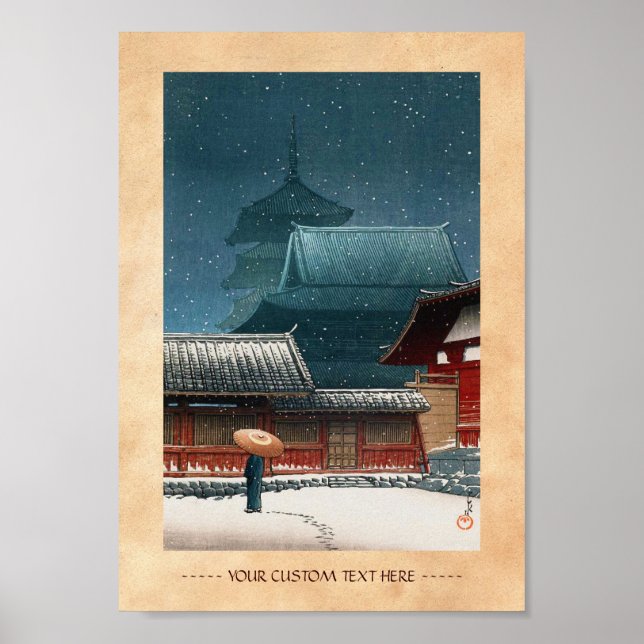 Tennô-ji Temple in Osaka hasui kawase shin hanga Poster (Framsidan)