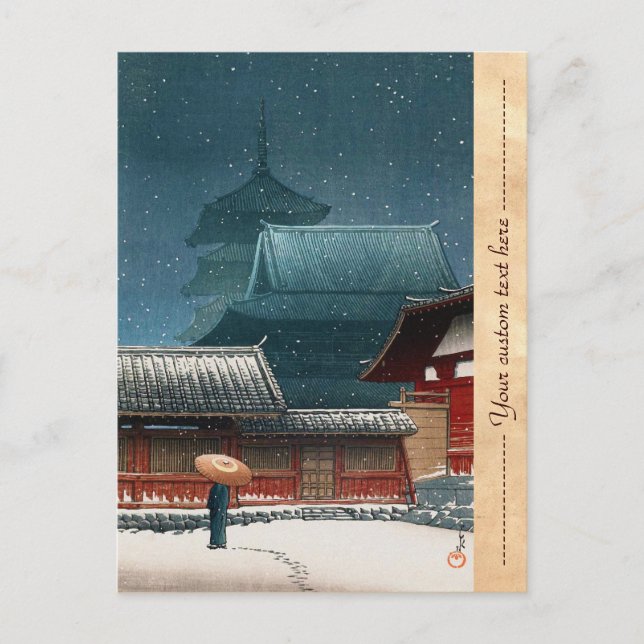 Tennô-ji Temple in Osaka hasui kawase shin hanga Vykort (Framsida)