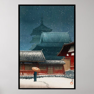 Tennô-ji-templet i Osaka hasui kawase shin hanga Poster