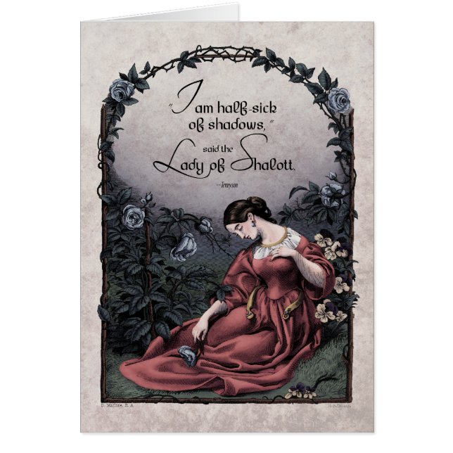 Tennyson "Dam of Shalott" Victorian Art Card Hälsningskort (Framsidan)