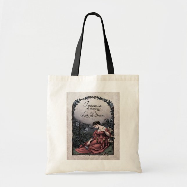 Tennyson "Dam of Shalott" Victorian Art Tote Bag Tygkasse (Framsidan)
