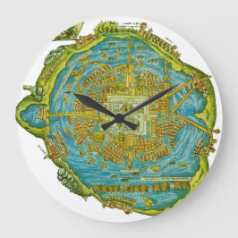 Tenochtilan Karta Wall Clock Fyrkantig Klocka