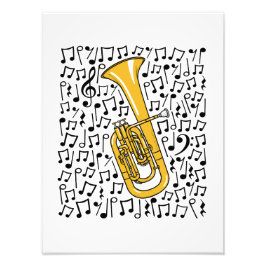Tenor Horn Musik noter Hornist Brass Musician Fototryck