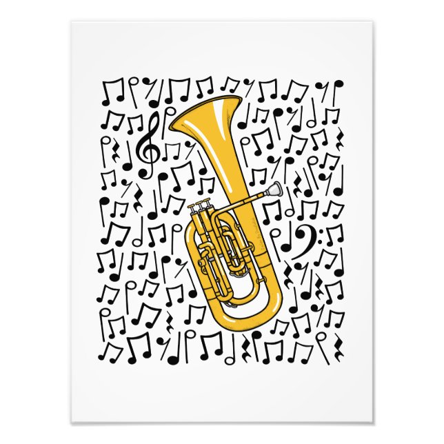 Tenor Horn Musik noter Hornist Brass Musician Fototryck (Framsidan)