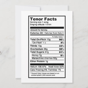 Tenor "Näringsinformationsetikett" Kort