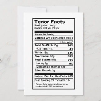 Tenor "Näringsinformationsetikett" Kort