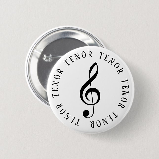 Tenor Singer Treble Clef Button Knapp (Framsida & baksida)