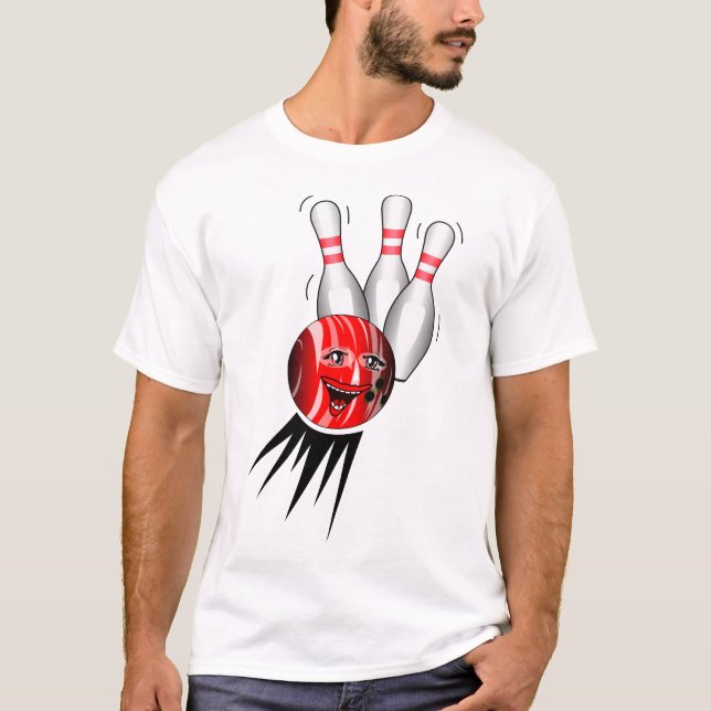 Tenpin Bowling Strike. T Shirt (Framsida)