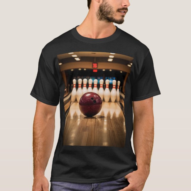 Tenpin Bowling Strike. T Shirt (Framsida)