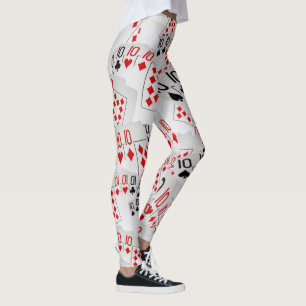 Tens, pokerkort, nummer, Mönster, Dam Leging Leggings
