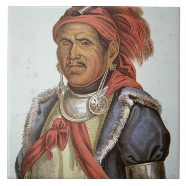 Tenskwatawa (1775-1836) (färglithoen) kakelplatta (Framsidan)