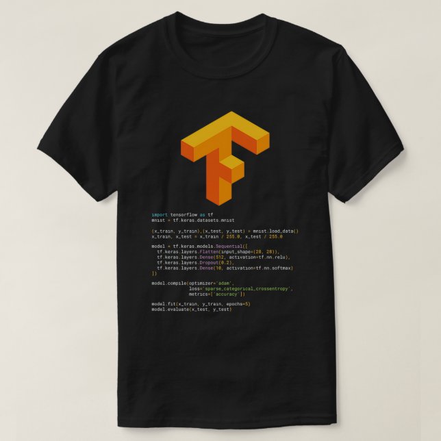 Tensorflow keras MNIST T Shirt (Design framsida)