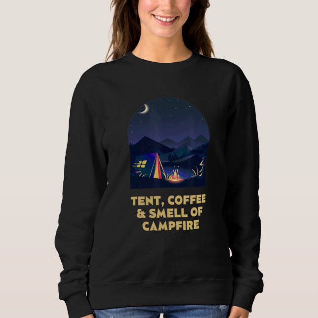 Tent Coffee and Smell of Campfire Camping Hiking C T Shirt (Framsida)