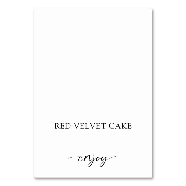 Tent Food Label Bröllop Buffet Black White Bordsnummer (Framsidan)