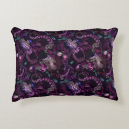 Tentacle-Rosa med gotin Mörk med blommor Prydnadskudde