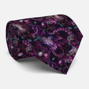 Tentacle-Rosa med gotin Mörk med blommor Slips