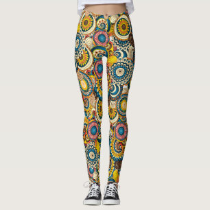 Tentacle Swirl-Abstrakt med flera färgade Blommigt Leggings